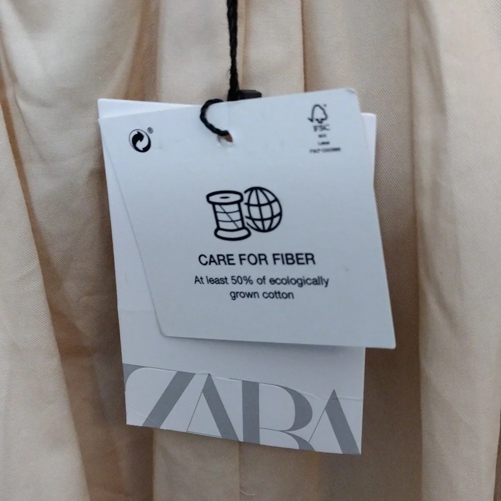 Zara Dress Size M Maxi Halter Dress Cotton- Cream Tan NWT - Picture 10 of 13
